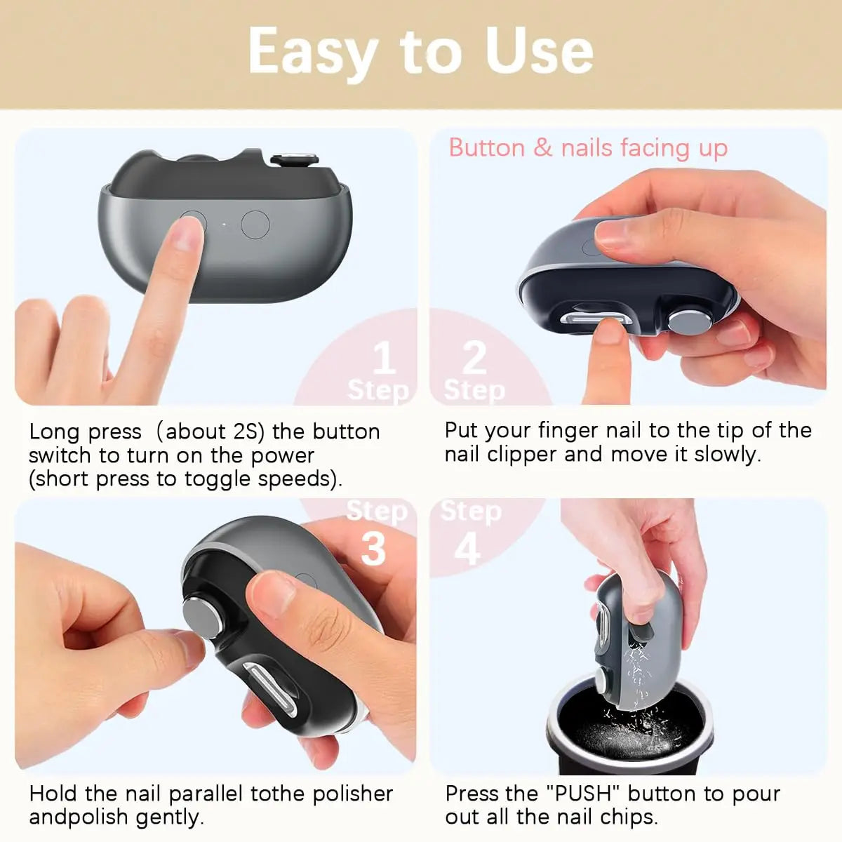 Bikitri Rechargable Electric Nail Clipper & Polisher Pro
